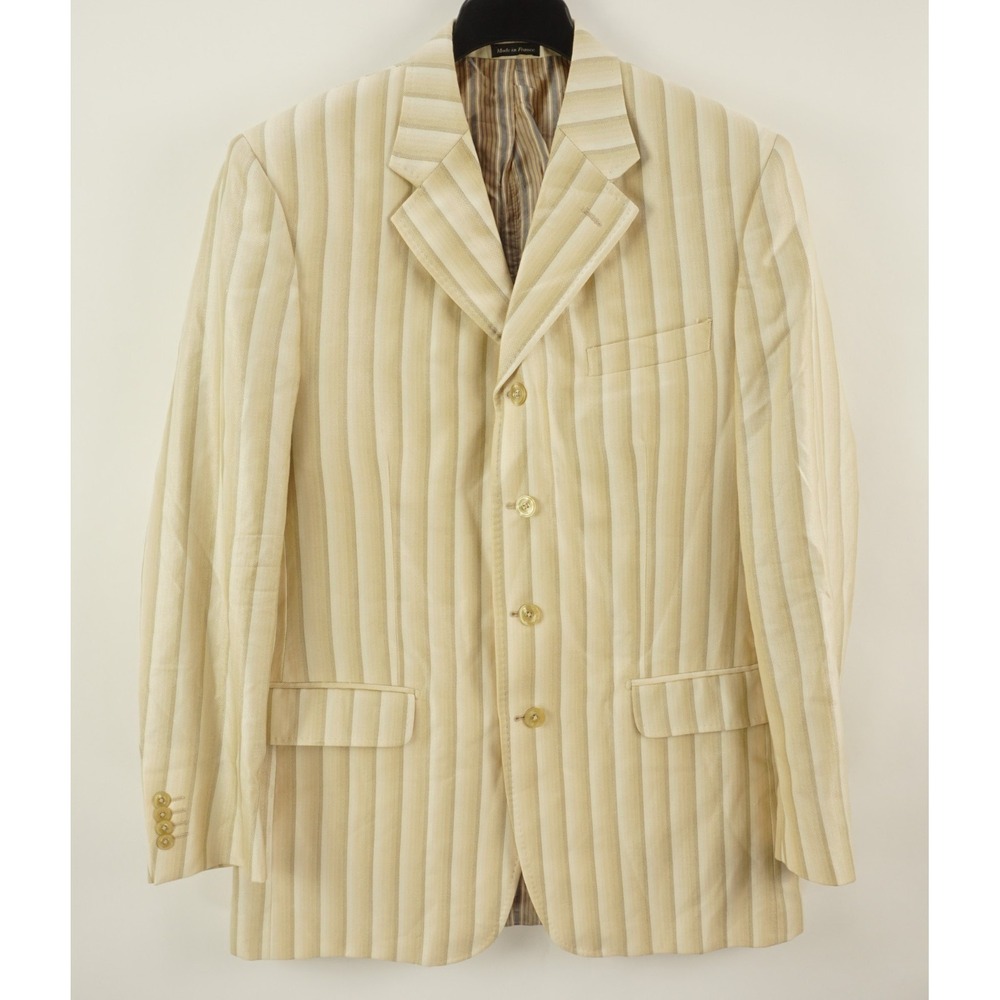 Tiglio France Prestige Tasmanian Super 150s‎ Hopsack Sport Coat 42L Tan Striped